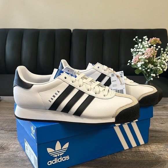 NWT Adidas Originals SAMOA Men's Shoes - White/Black Stripes - 675033 - Picture 12 of 12